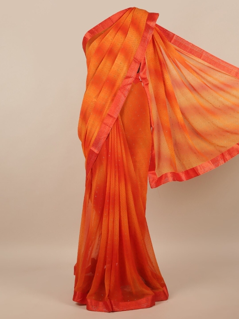 

Pothys Orange & Gold-Toned Woven Design Saree