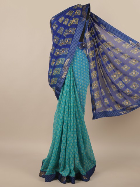

Pothys Blue & Turquoise Blue Ethnic Motifs Printed Saree