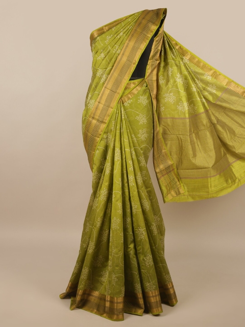 

Pothys Green & White Printed Poly Chiffon Saree