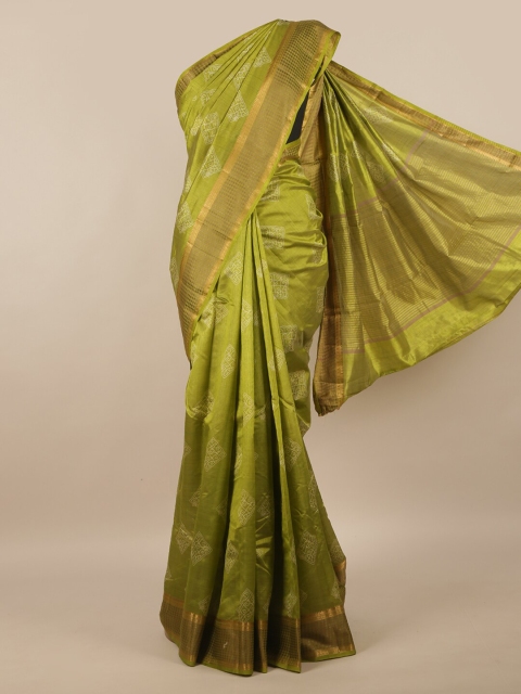 

Pothys Green & Gold-Toned Woven Design Zari Jute Silk Saree