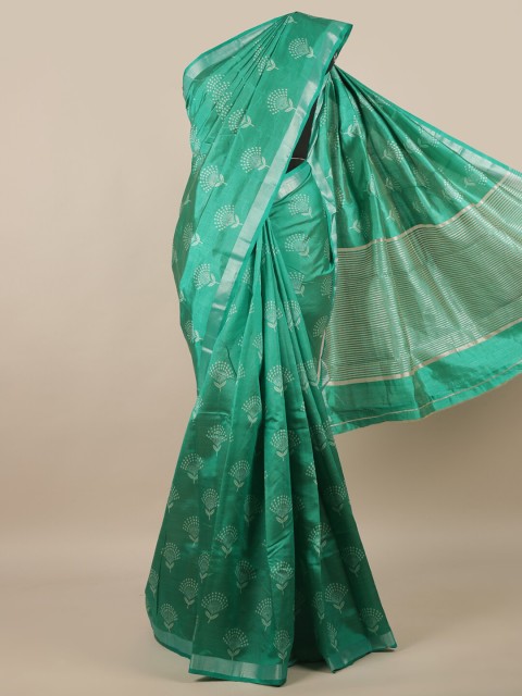

Pothys Green & Off White Ethnic Motifs Zari Jute Silk Saree