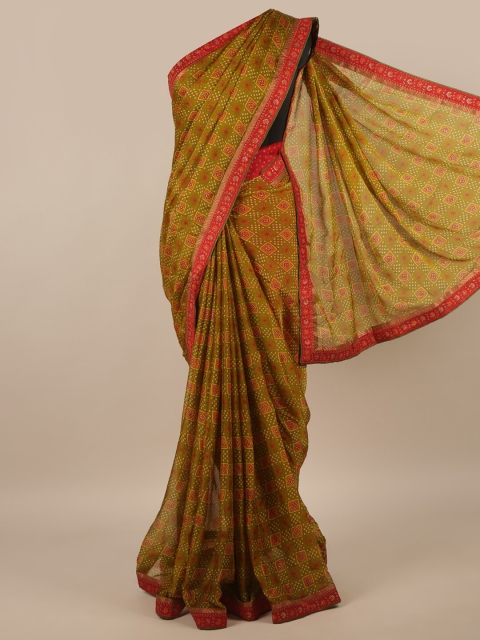 

Pothys Green & Red Floral Saree