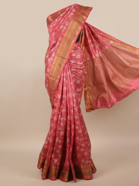 

Pothys Women Pink Printed Jute Silk Saree