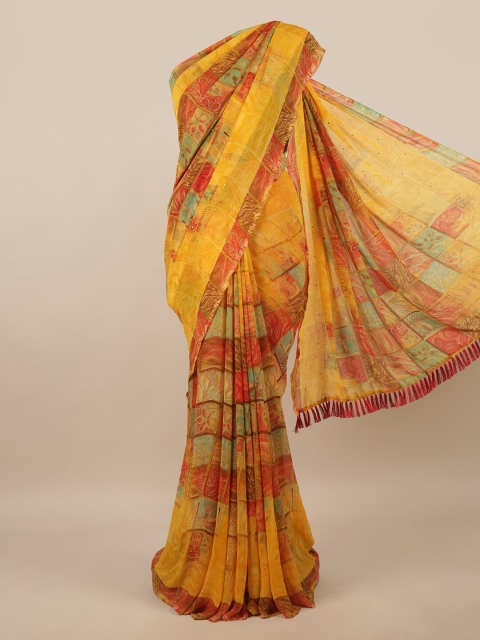 

Pothys Yellow & Red Floral Saree