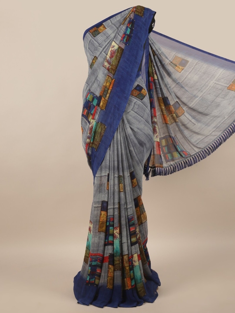 

Pothys Women Grey Printed Poly Chiffon Saree