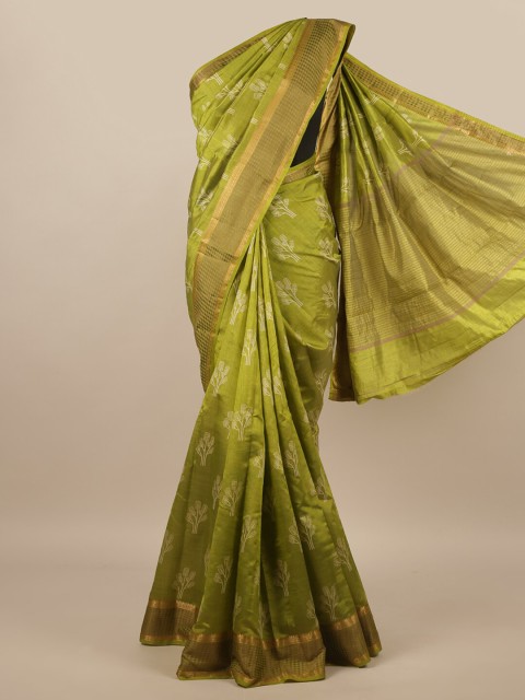 

Pothys Green & Gold-Toned Jute Silk Saree