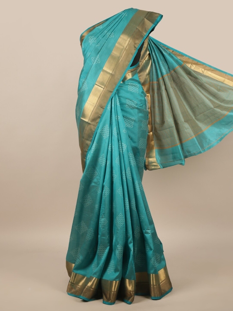 

Pothys Blue & White Zari Jute Silk Saree