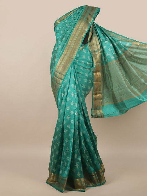 

Pothys Green & Gold Ethnic Motifs Zari Jute Silk Saree