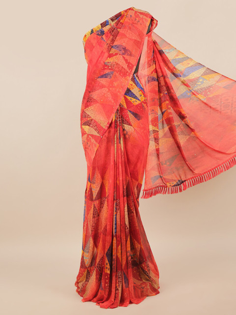 

Pothys Women Multi Printed Poly Chiffon Saree