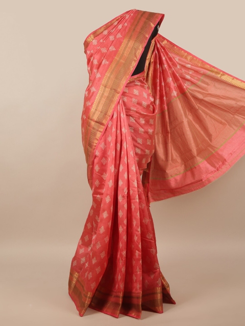 

Pothys Pink & White Ethnic Motifs Printed Jute Silk Saree
