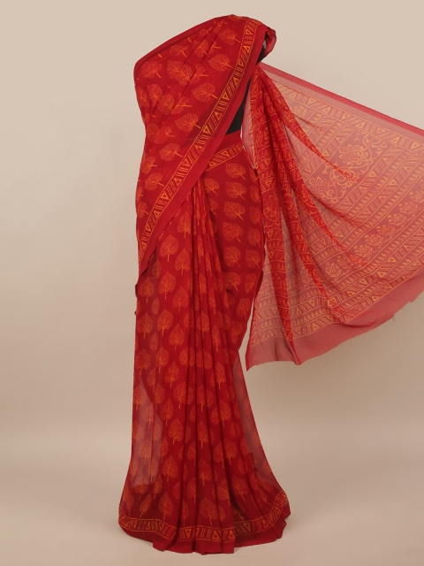 

Pothys Red & Orange Ethnic Motifs Saree