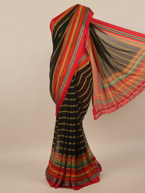 

Pothys Black & Beige Striped Saree