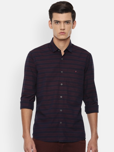 

Louis Philippe Sport Men Navy Blue Slim Fit Horizontal Stripes Opaque Striped Casual Shirt
