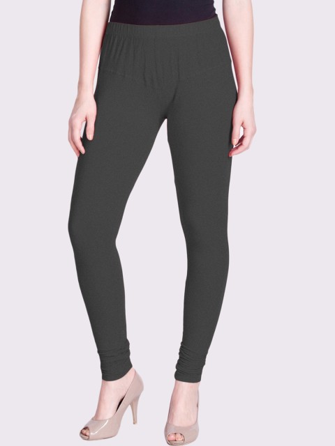 

LYRA Women Charcoal Grey Solid Churidar-Length Leggings