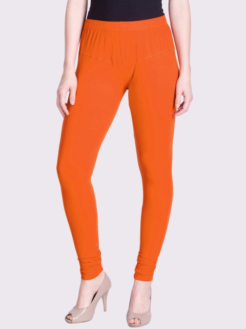 

LYRA Women Orange Solid Churidar-Length Leggings