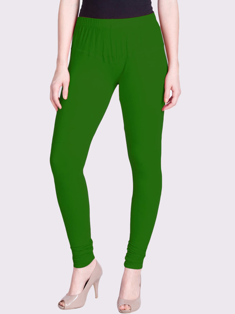 

LYRA Women Green Solid Churidar-Length Leggings