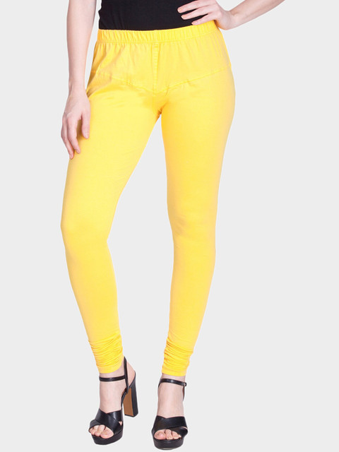

LYRA Women Yellow Solid Snug-fit Churidar-Length Leggings