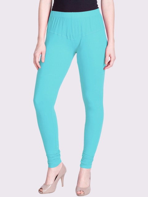 

LYRA Women Sea-Green Solid Snug-fit Churidar-Length Leggings