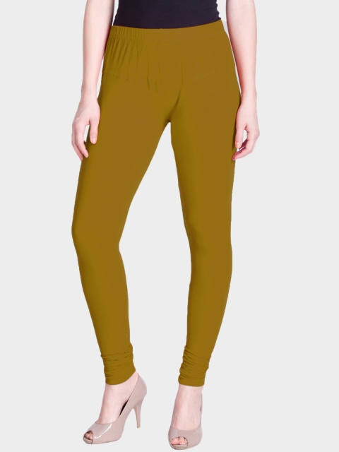 

LYRA Women Olive Green Solid Churidar-Length Leggings