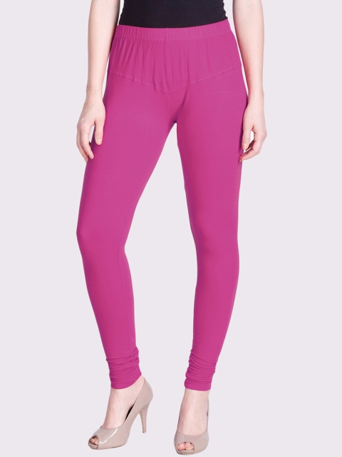 

LYRA Women Pink Solid Churidar-Length Leggings