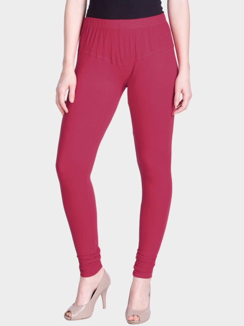 

LYRA Women Pink Solid Churidar Length Leggings