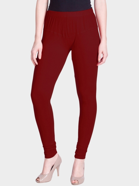 

LYRA Women Maroon Solid Snug-fit Churidar-Length Leggings