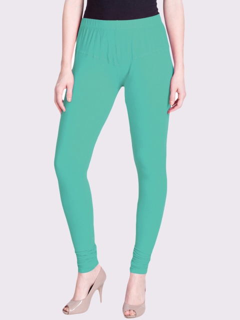 

LYRA Women Sea-Green Solid Snug Fit Churidar-Length Leggings
