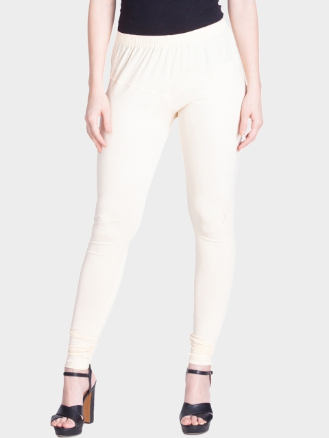 

LYRA Women Cream Solid Churidar-Length Legging
