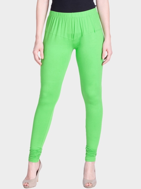 

LYRA Women Green Solid Snug-fit Churidar-Length Leggings