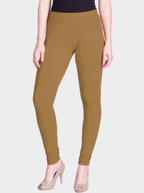 

LYRA Women Taupe Solid Snug-fit Churidar-Length Leggings