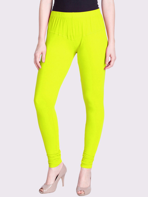 

LYRA Women Lime Green Solid Churidar Length Leggings