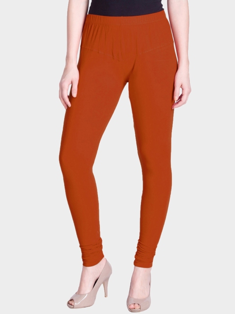 

LYRA Women Rust Solid Snug-fit Churidar-Length Leggings