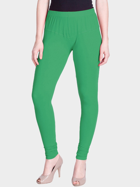 

LYRA Women Green Solid Snug-fit Churidar-Length Leggings