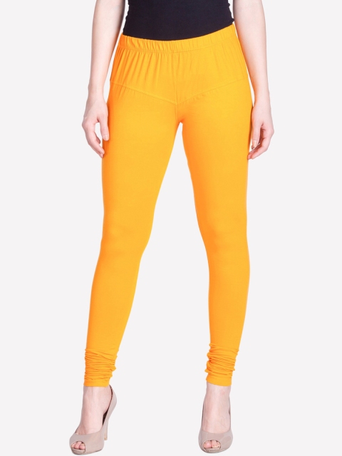 

LYRA Women Mustard-Yellow Solid Churidar-Length Leggings