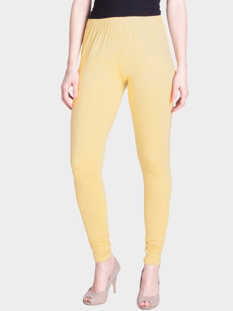 

LYRA Women Yellow Solid Snug-fit Churidar-Length Leggings