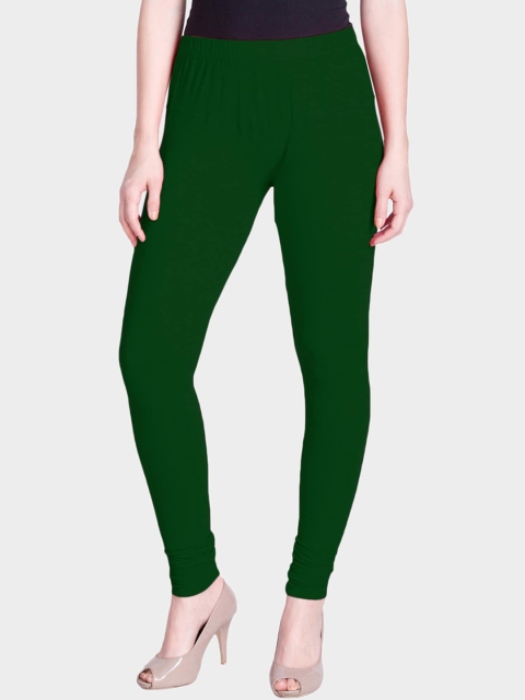 

LYRA Women Green Solid Snug-fit Churidar-Length Leggings