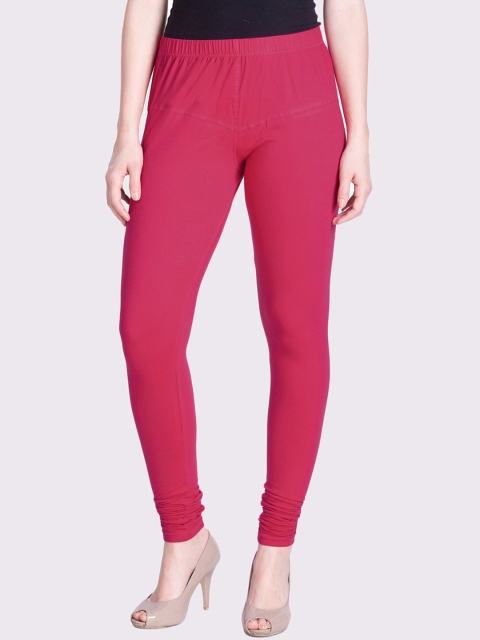 

LYRA Women Pink Solid Cotton Churidar-Length Leggings