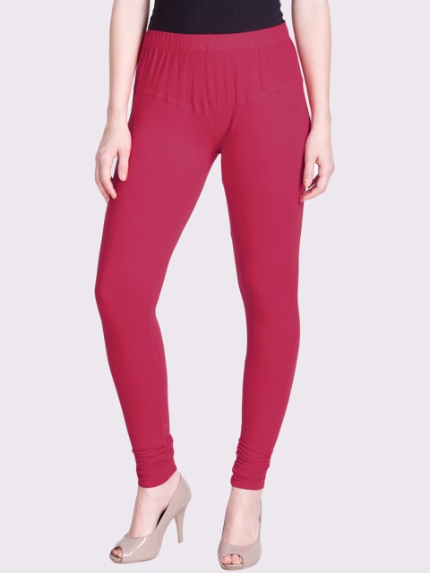 

LYRA Women Pink Solid Snug-fit Churidar-Length Leggings