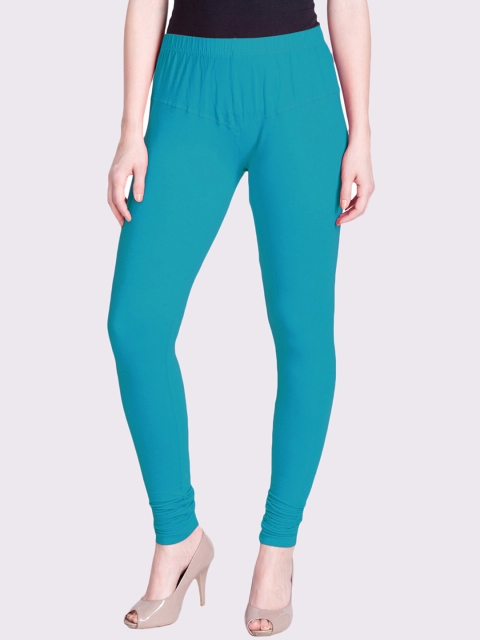 

LYRA Women Teal Solid Snug-Fit Churidar Length Leggings
