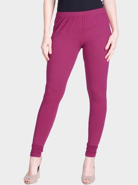 

LYRA Women Pink Solid Snug-fit Churidar-Length Leggings