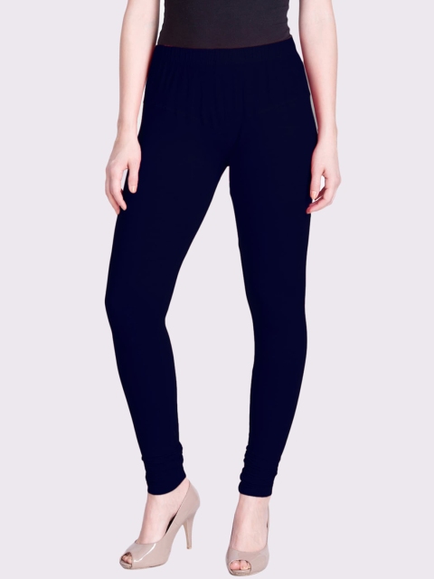 

LYRA Women Navy Blue Solid Snug-fit Churidar-Length Leggings