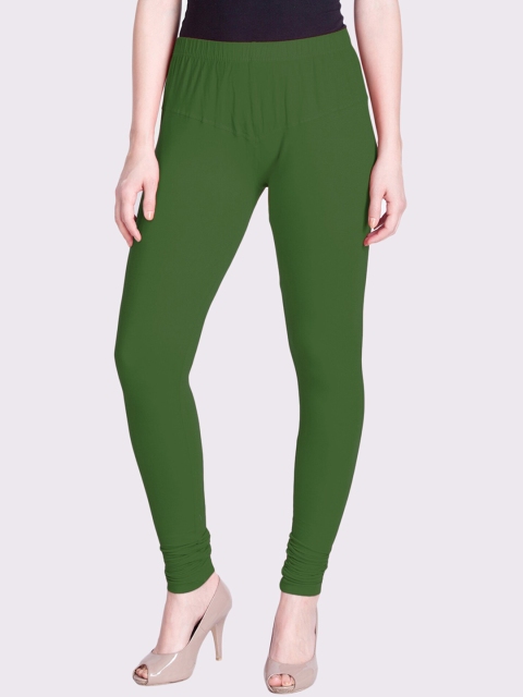 

LYRA Women Green Solid Snug-Fit Churidar Length Leggings