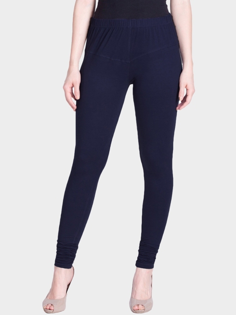 

LYRA Women Navy Blue Solid Snug-fit Churidar-Length Leggings