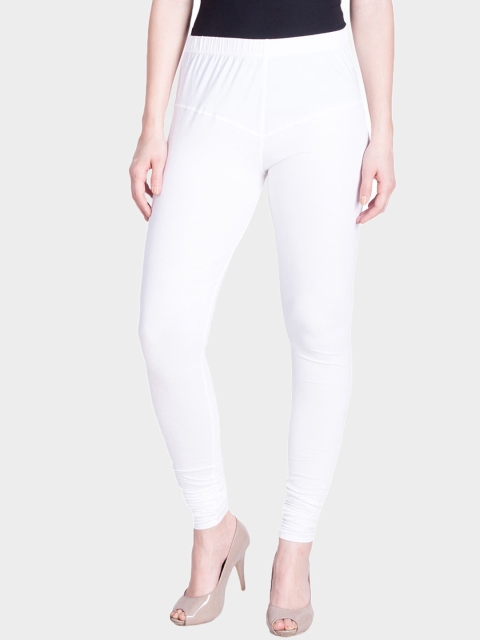 

LYRA Women White Solid Snug-fit Churidar-Length Leggings