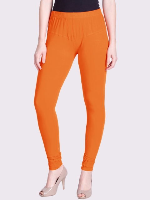 

LYRA Women Orange Solid Snug-fit Churidar-Length Leggings