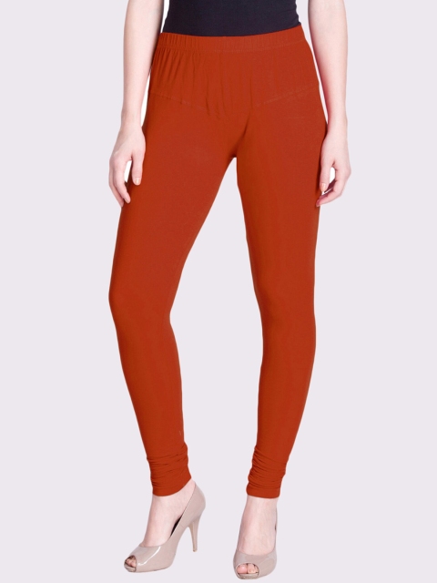 

LYRA Women Red Solid Snug-fit Churidar-Length Leggings