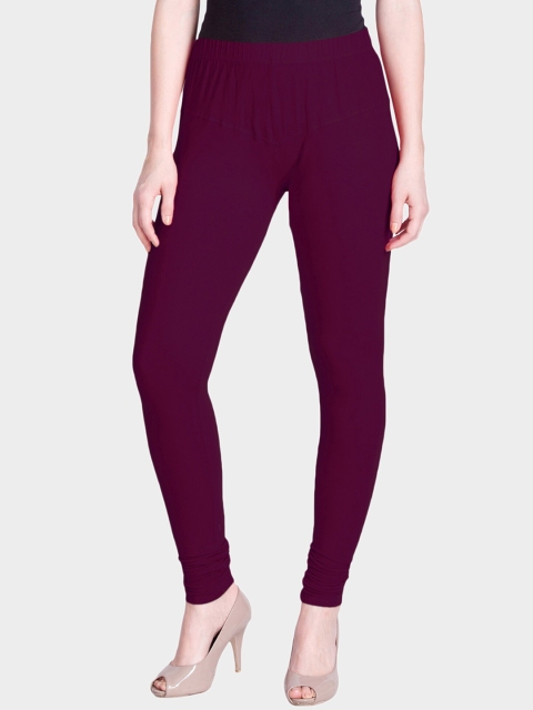 

LYRA Women Maroon Solid Churidar-Length Leggings