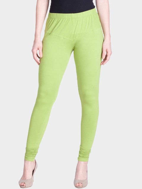 

LYRA Women Green Solid Snug-fit Churidar-Length Leggings