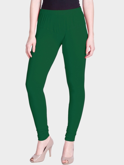 

LYRA Women Green Solid Snug-Fit Churidar Leggings