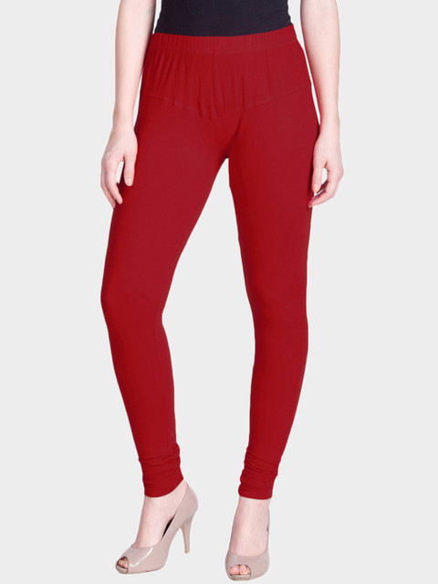 

LYRA Women Red Solid Churidar-Length Leggings